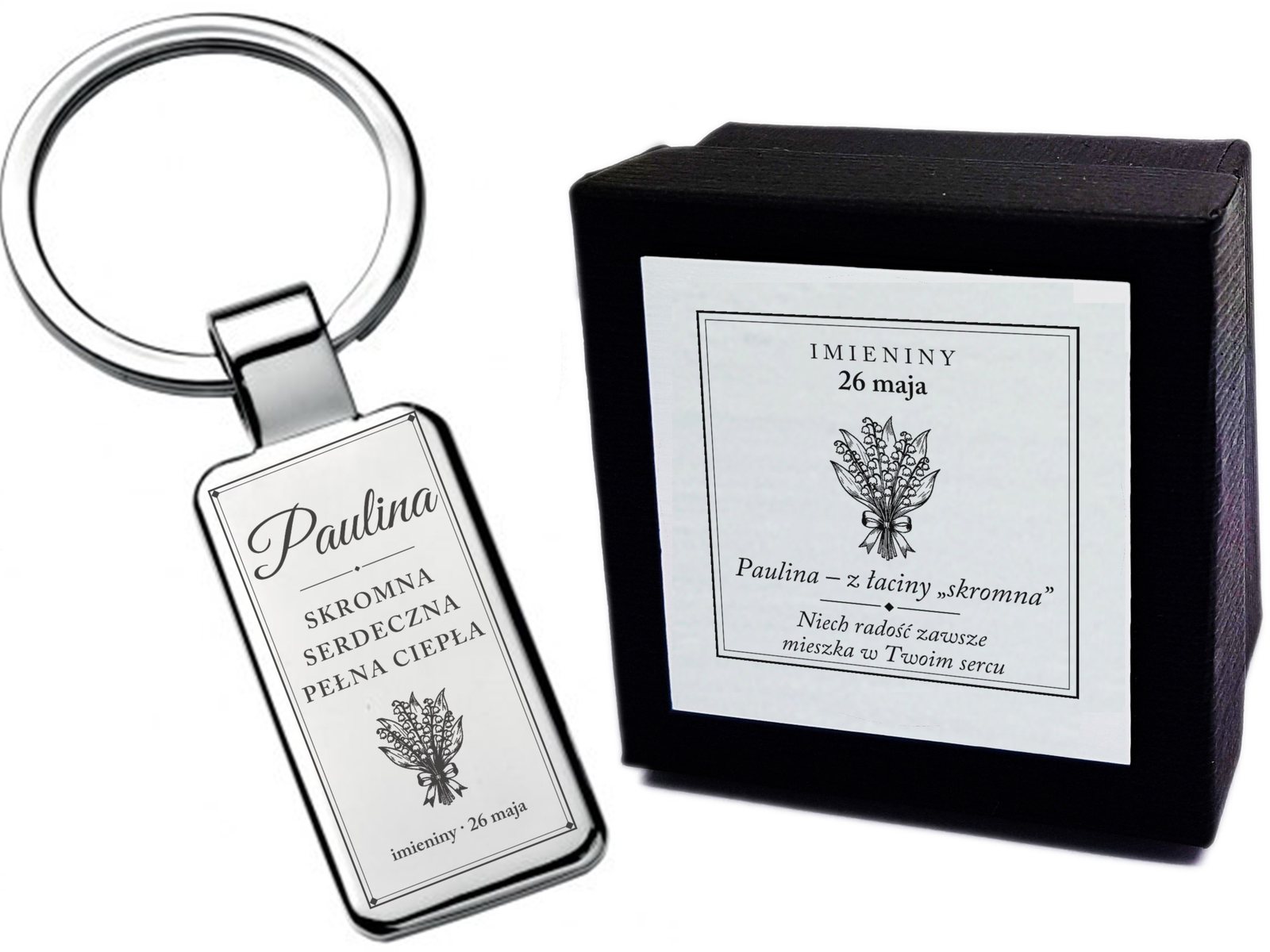 Brelok z grawerem Paulina (elegancki) – prezent na imieniny