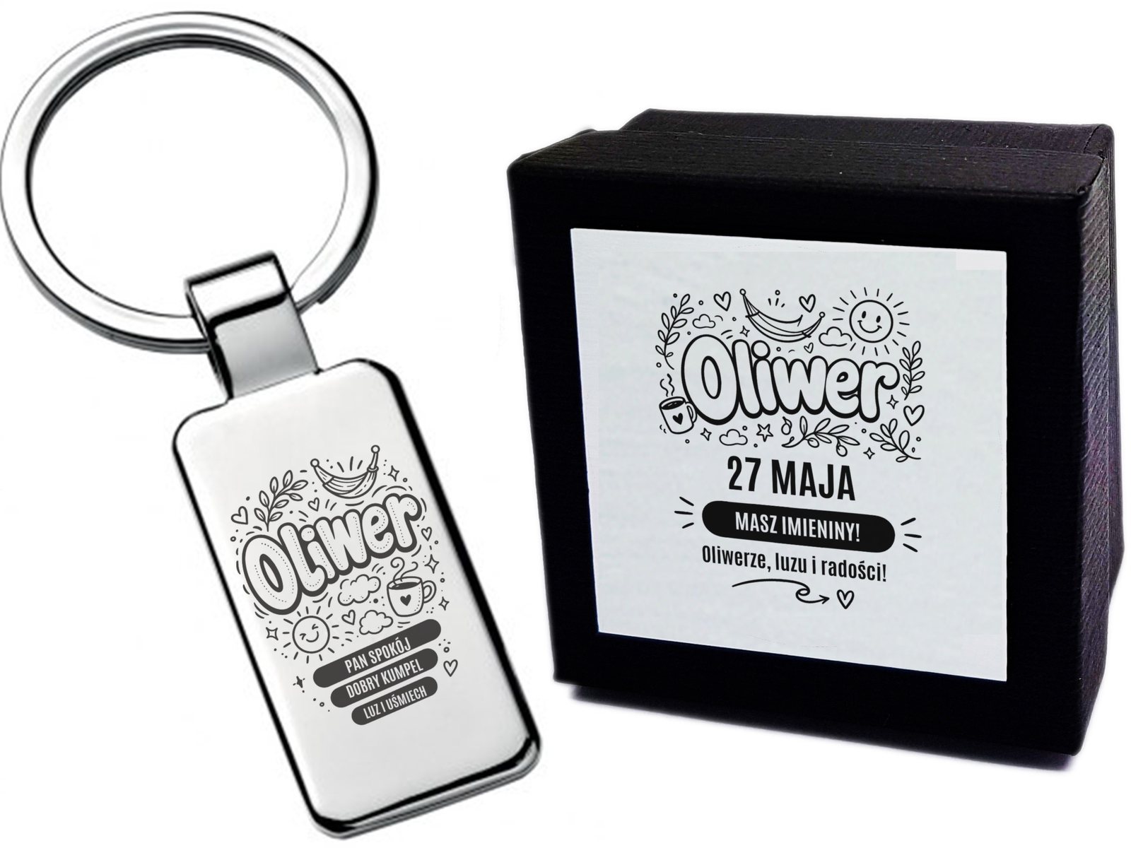 Brelok z grawerem Oliwer (zabawny) – prezent na imieniny