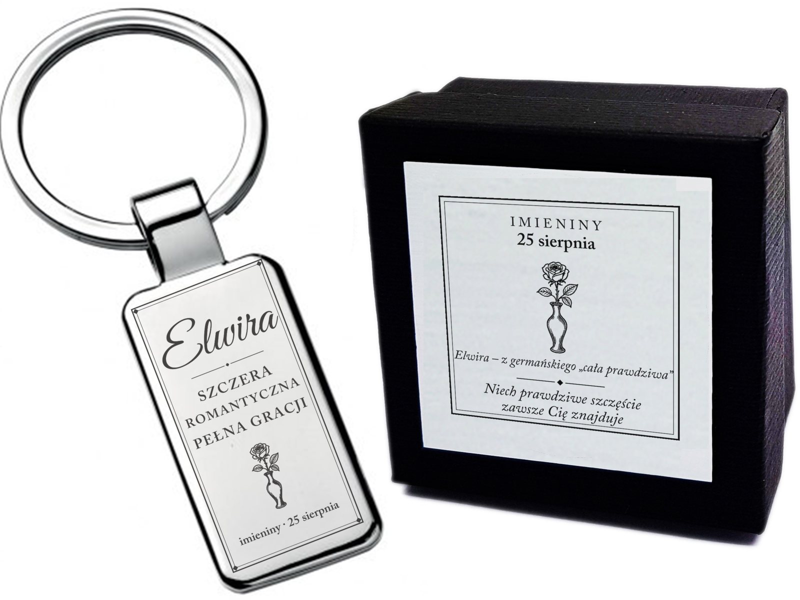 Brelok z grawerem Elwira (elegancki) – prezent na imieniny