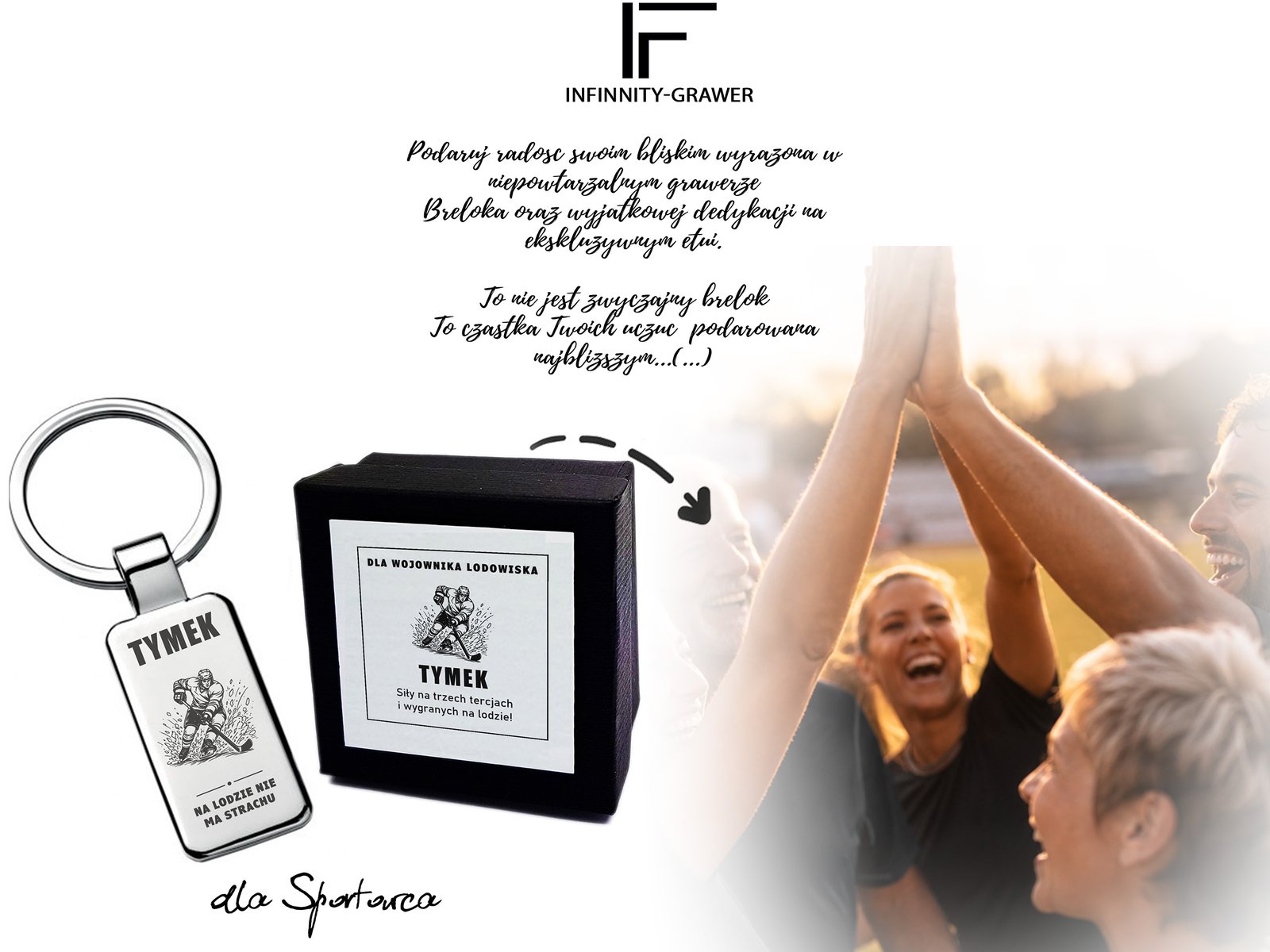 Brelok z grawerem Hokej – Na lodzie nie ma strachu – prezent dla sportowca – baner