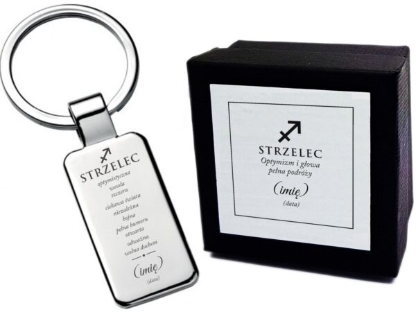 Brelok z grawerem Znak zodiaku Strzelec – 10 cech dla Niej – prezent ze znakiem zodiaku