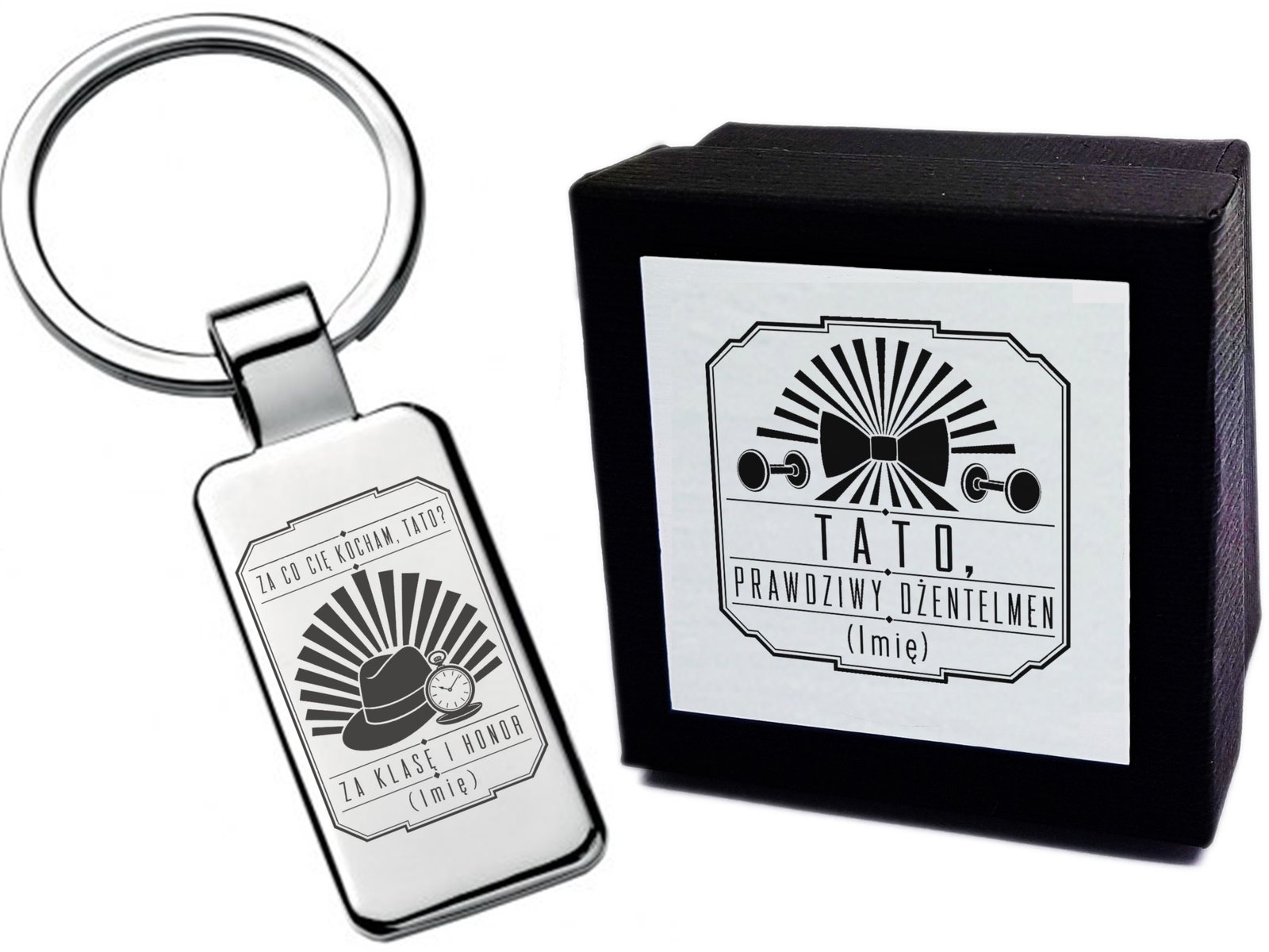 Brelok z grawerem Za co Cię kocham – dla Taty – art deco 4459 – prezent dla bliskiej osoby