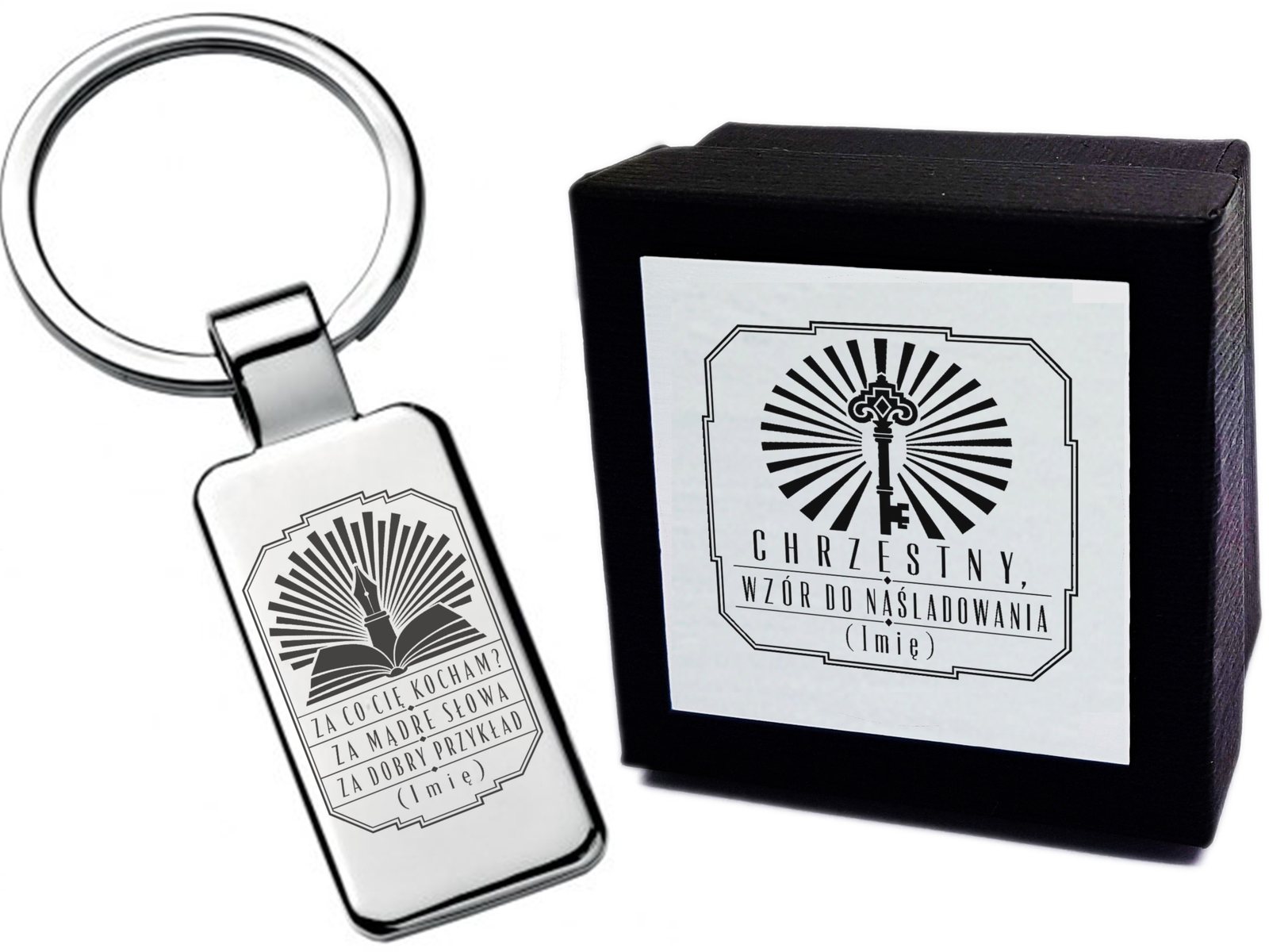 Brelok z grawerem Za co Cię kocham – dla Chrzestnego – art deco 4462 – prezent dla bliskiej osoby