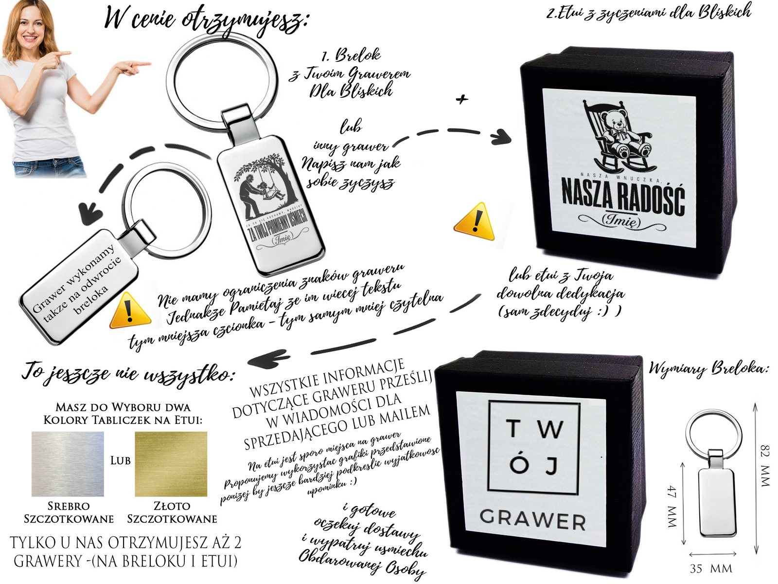 Brelok z grawerem Za co Cię kocham – dla Wnuczki – klasyczny 4487 – prezent dla bliskiej osoby – opis
