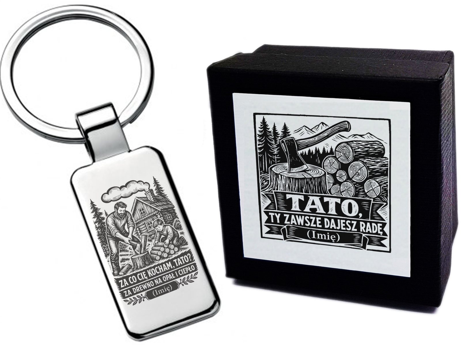 Brelok z grawerem Za co Cię kocham – dla Taty – linoryt 4508 – prezent dla bliskiej osoby