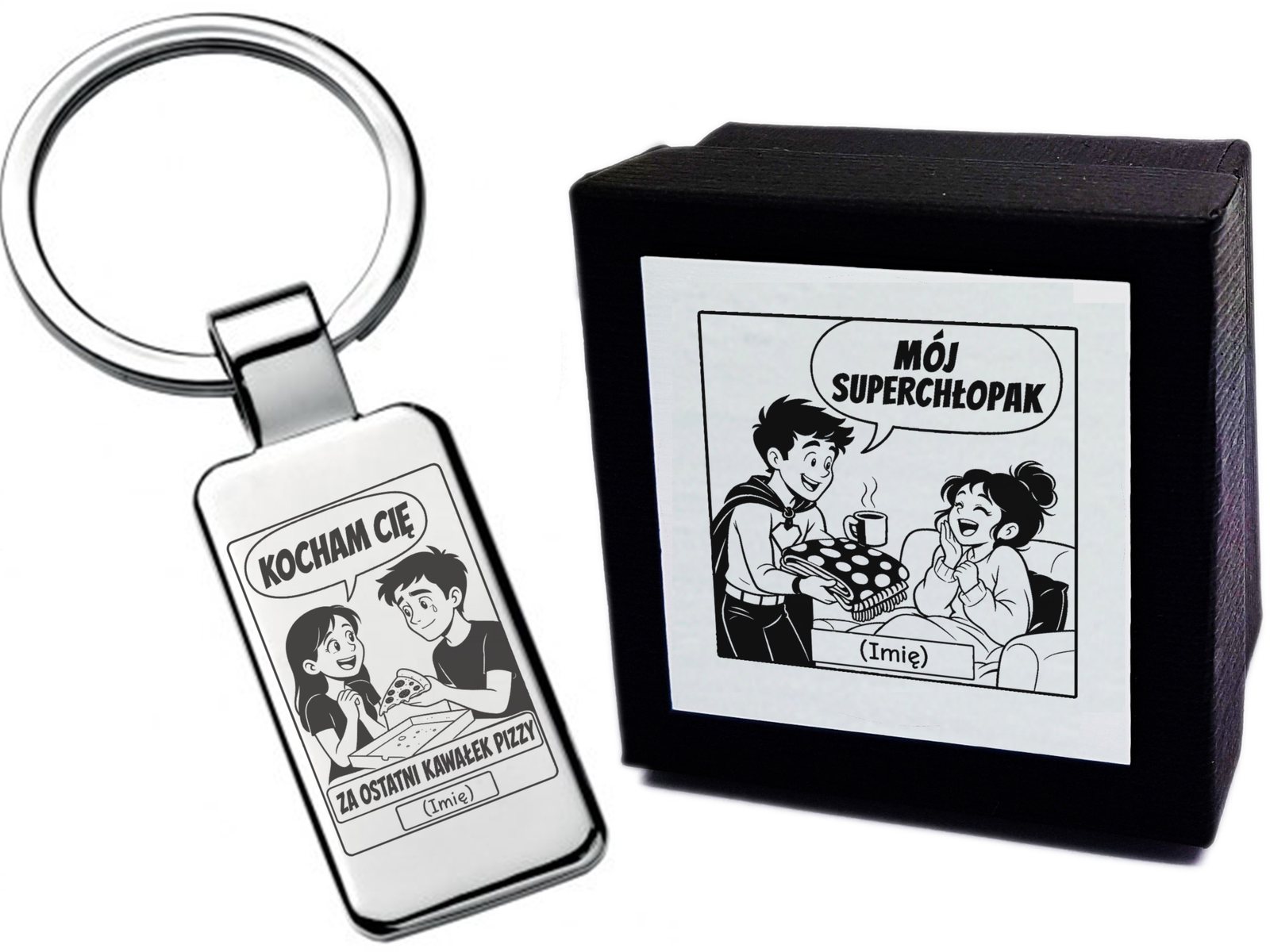 Brelok z grawerem Za co Cię kocham – dla Chłopaka – komiks 4525 – prezent dla bliskiej osoby