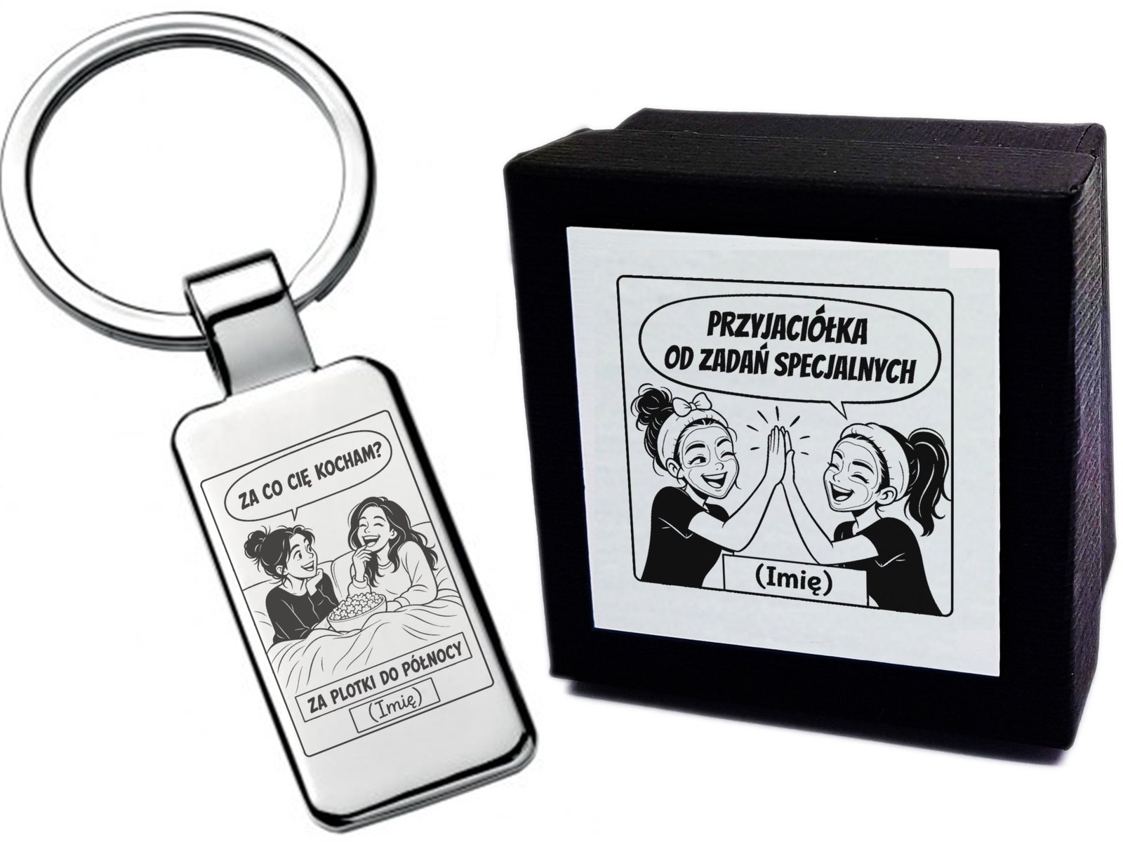 Brelok z grawerem Za co Cię kocham – dla Przyjaciółki – komiks 4526 – prezent dla bliskiej osoby