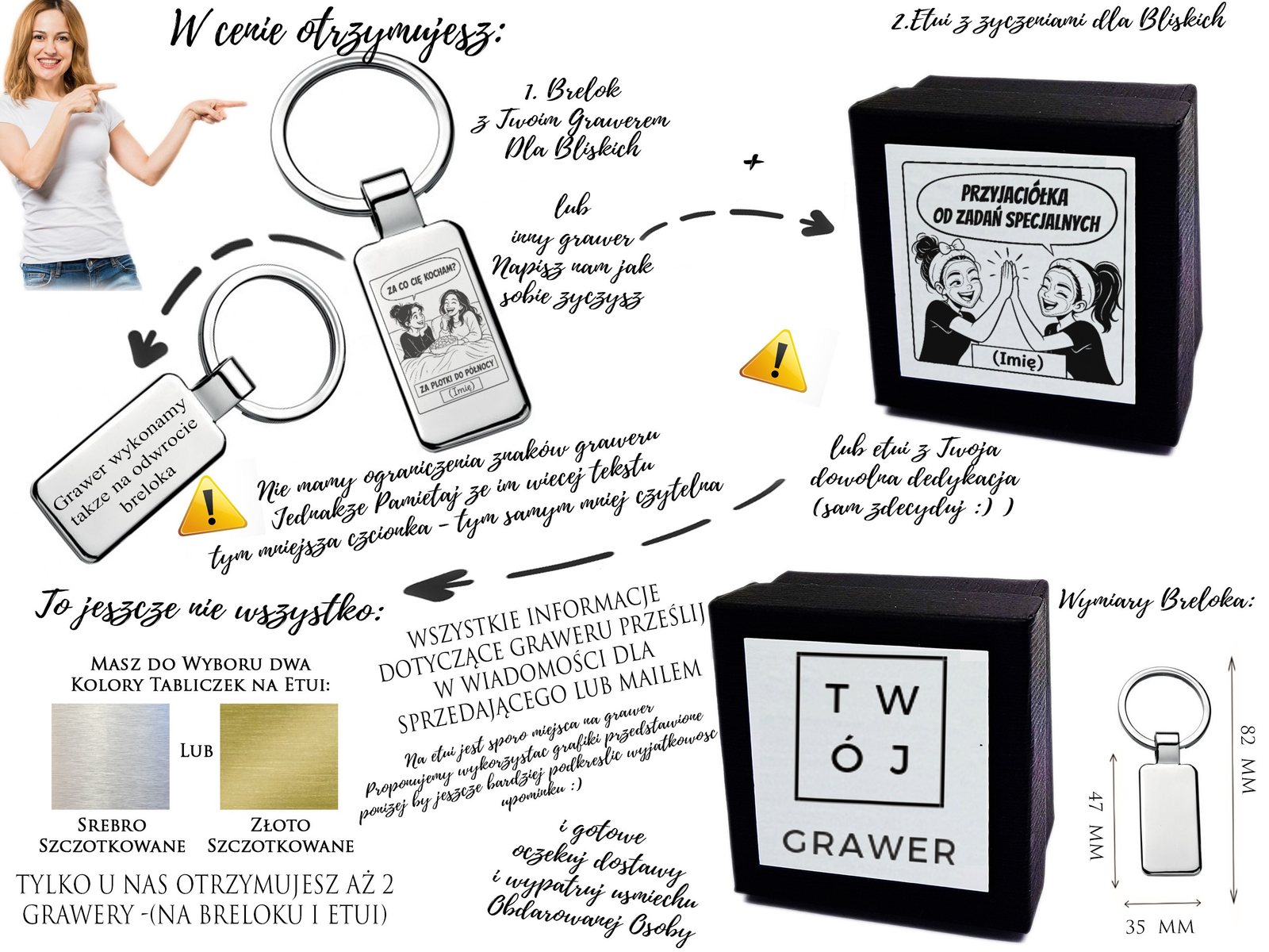 Brelok z grawerem Za co Cię kocham – dla Przyjaciółki – komiks 4526 – prezent dla bliskiej osoby – opis