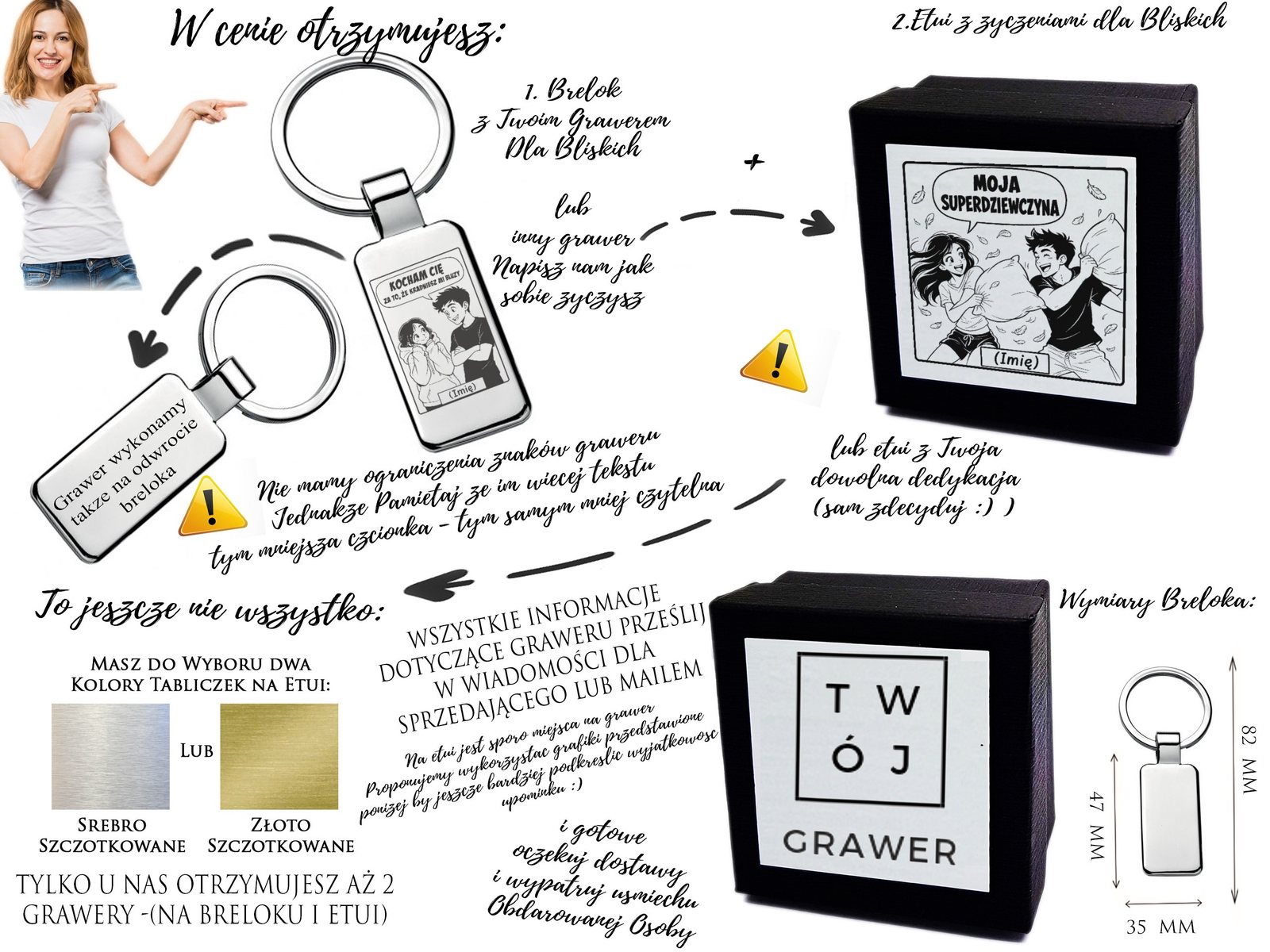 Brelok z grawerem Za co Cię kocham – dla Dziewczyny – komiks 4527 – prezent dla bliskiej osoby – opis