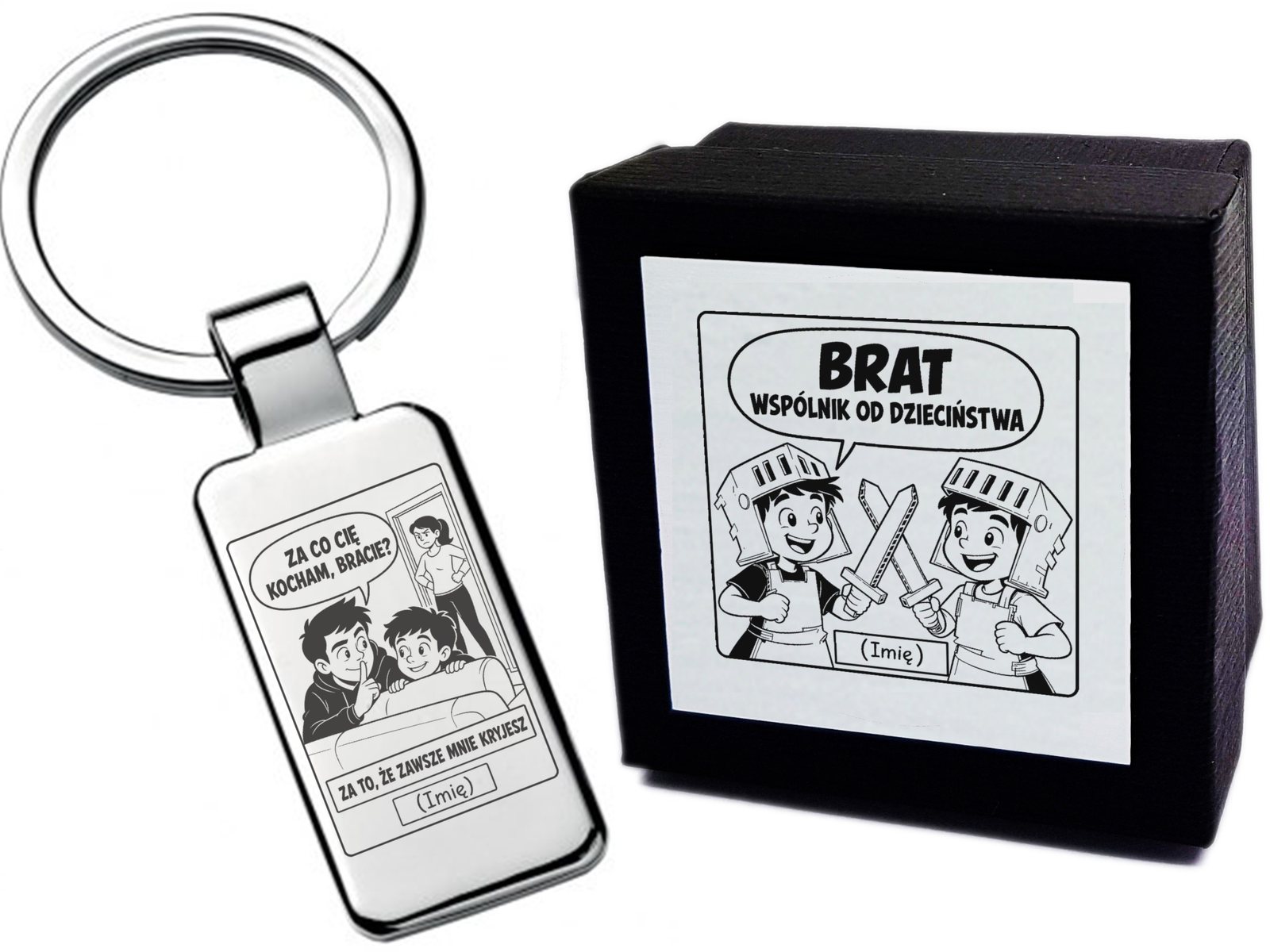Brelok z grawerem Za co Cię kocham – dla Brata – komiks 4528 – prezent dla bliskiej osoby