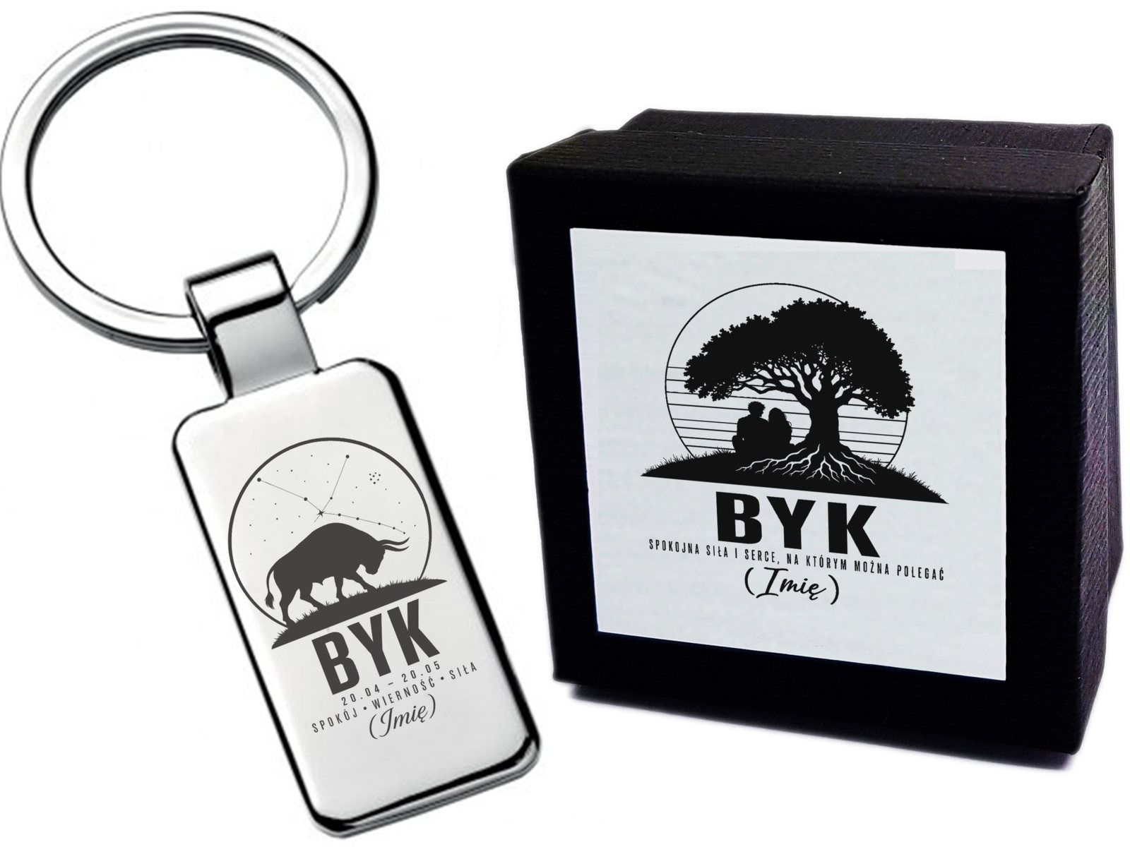 Brelok z grawerem Znak zodiaku Byk – sylwetka – prezent ze znakiem zodiaku