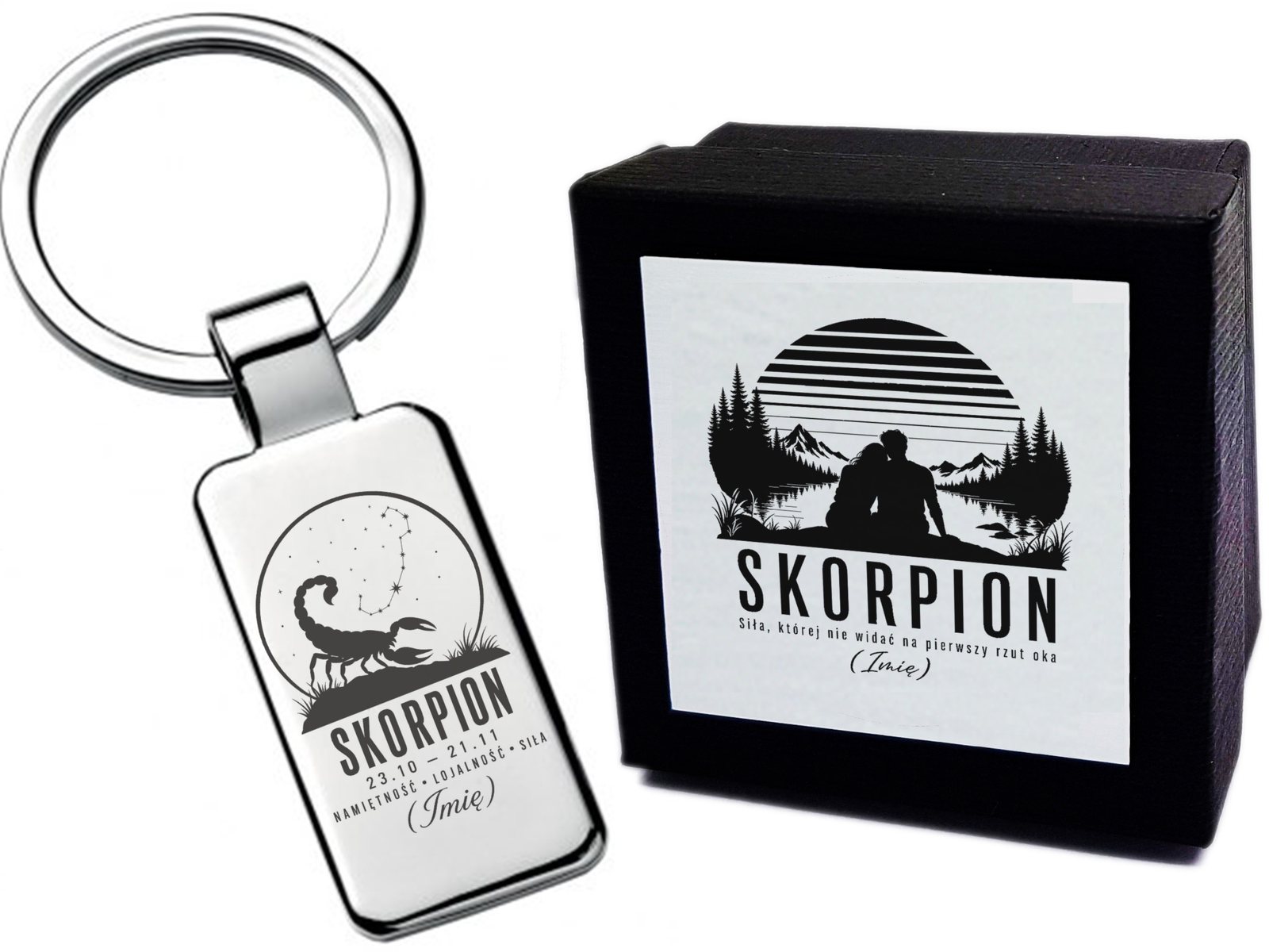 Brelok z grawerem Znak zodiaku Skorpion – sylwetka – prezent ze znakiem zodiaku