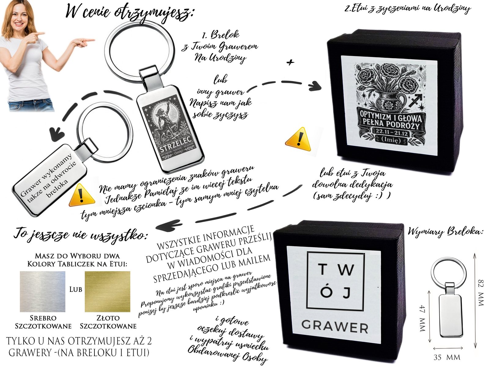 Brelok z grawerem Znak zodiaku Strzelec – linoryt – prezent ze znakiem zodiaku – opis