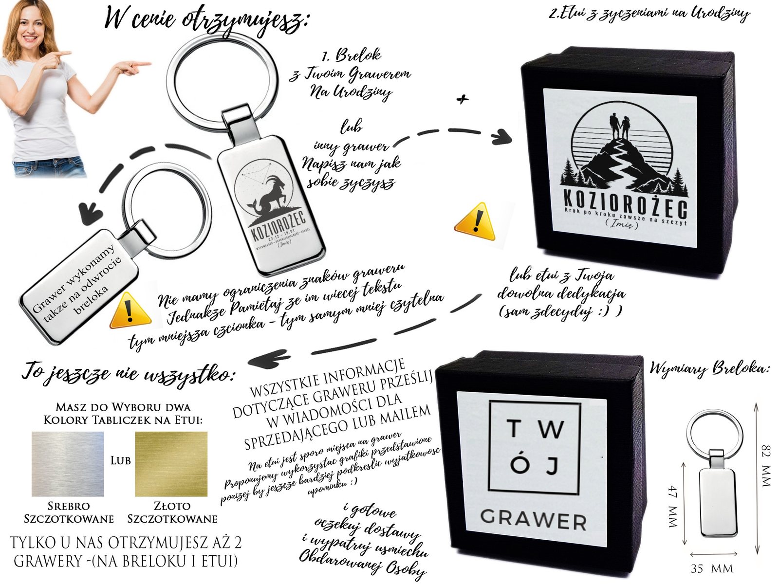 Brelok z grawerem Znak zodiaku Koziorożec – sylwetka – prezent ze znakiem zodiaku – opis
