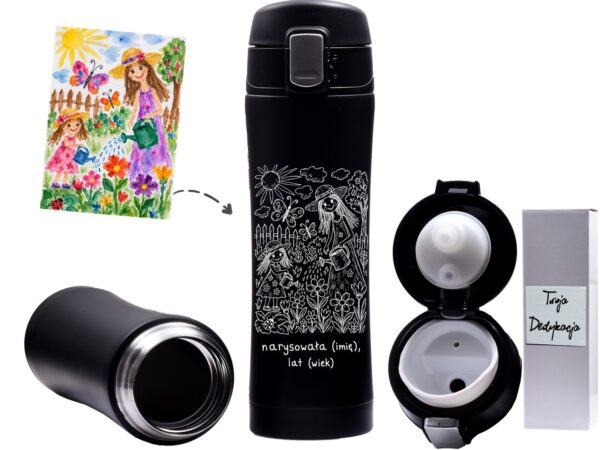 Personalizowany kubek termiczny z rysunkiem dziecka dla mamy – grawer + pudełko
