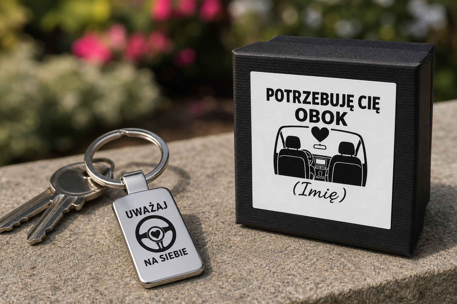 Brelok z grawerem dla kierowcy w etui – zdjęcie lifestyle