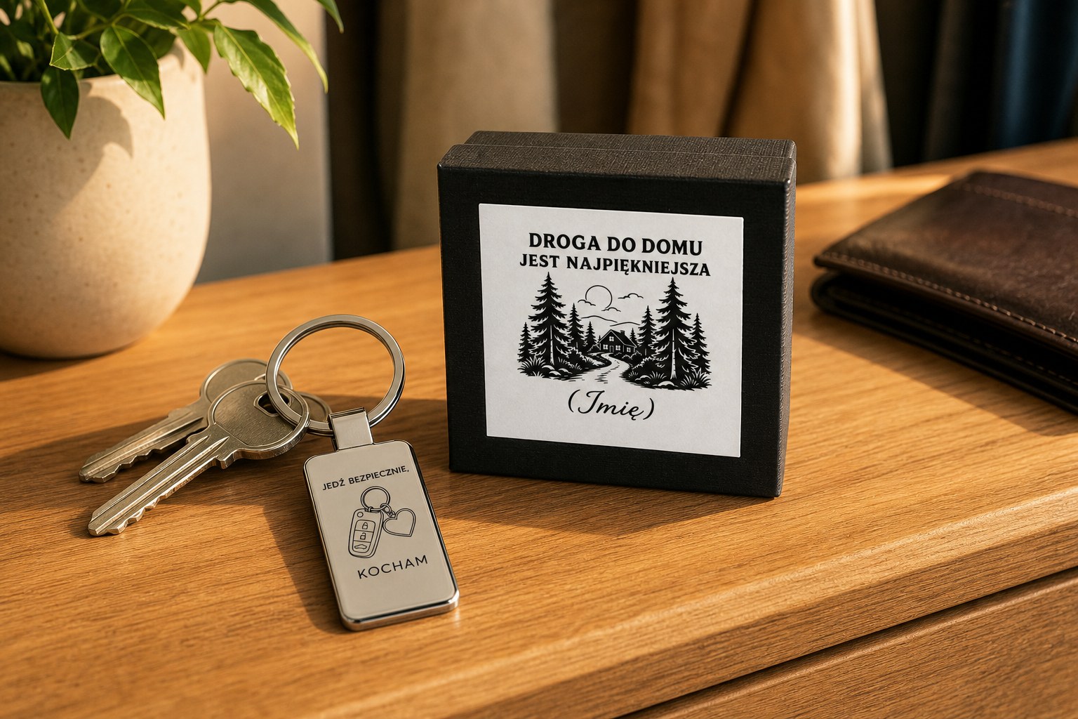 Brelok z grawerem dla kierowcy w etui – zdjęcie lifestyle