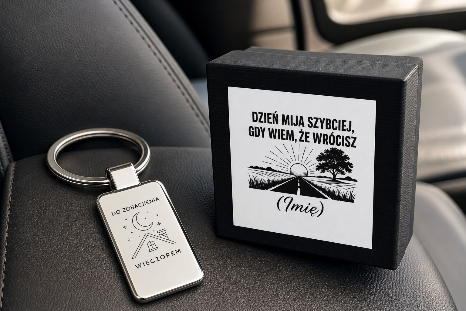 Brelok z grawerem dla kierowcy w etui – zdjęcie lifestyle