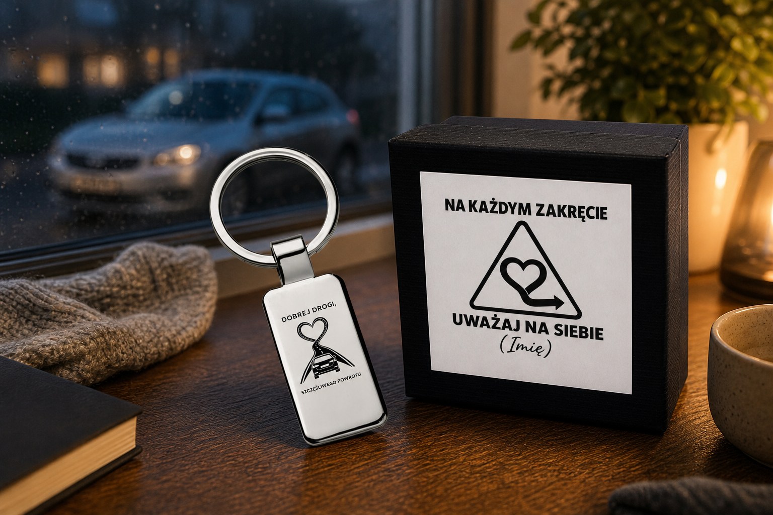 Brelok z grawerem dla kierowcy w etui – zdjęcie lifestyle