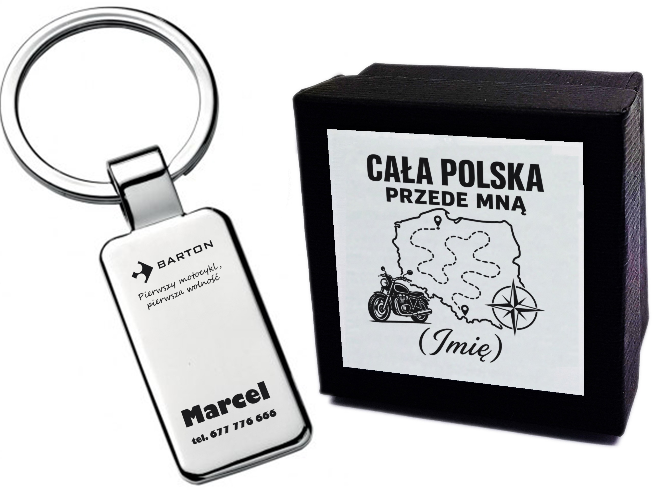 Brelok z grawerem Barton – Pierwszy motocykl, pierwsza wolność