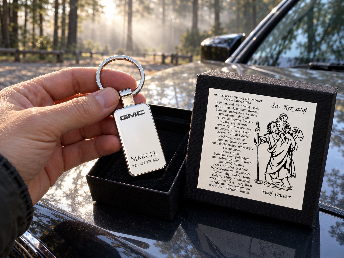 Brelok z grawerem GMC – prezent dla kierowcy