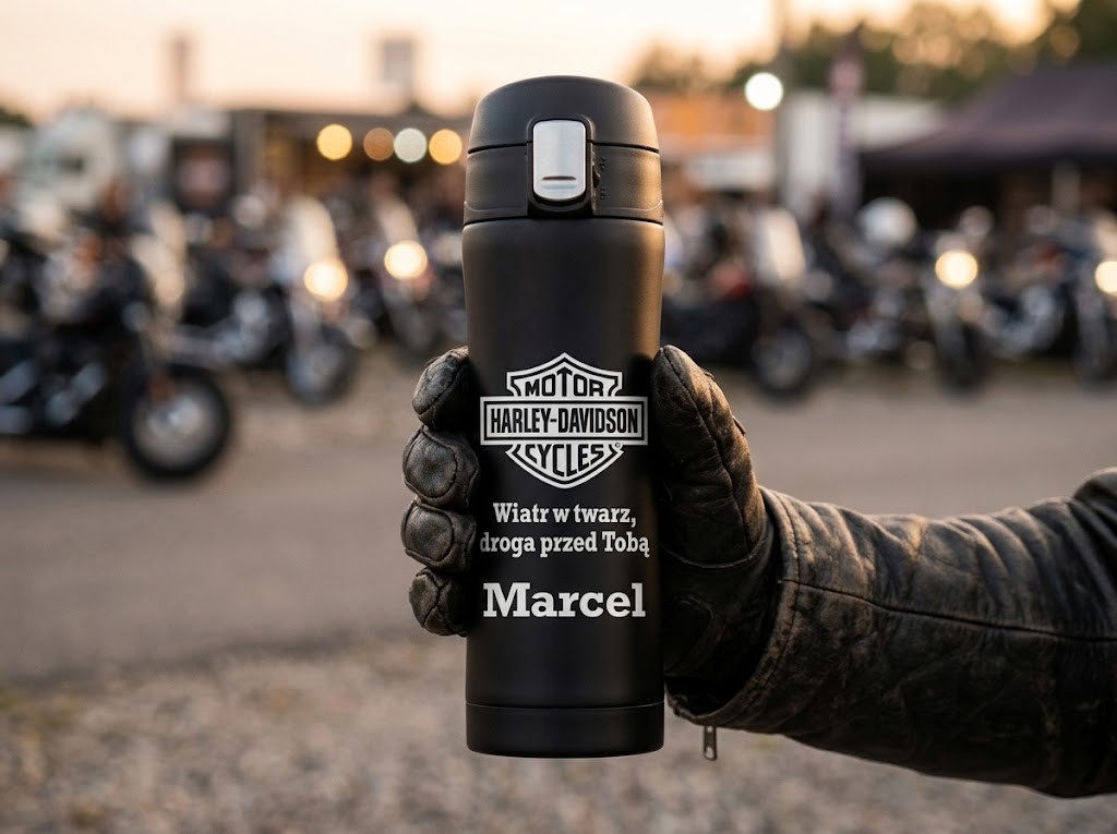 Kubek termiczny z grawerem Harley-Davidson – prezent dla motocyklisty