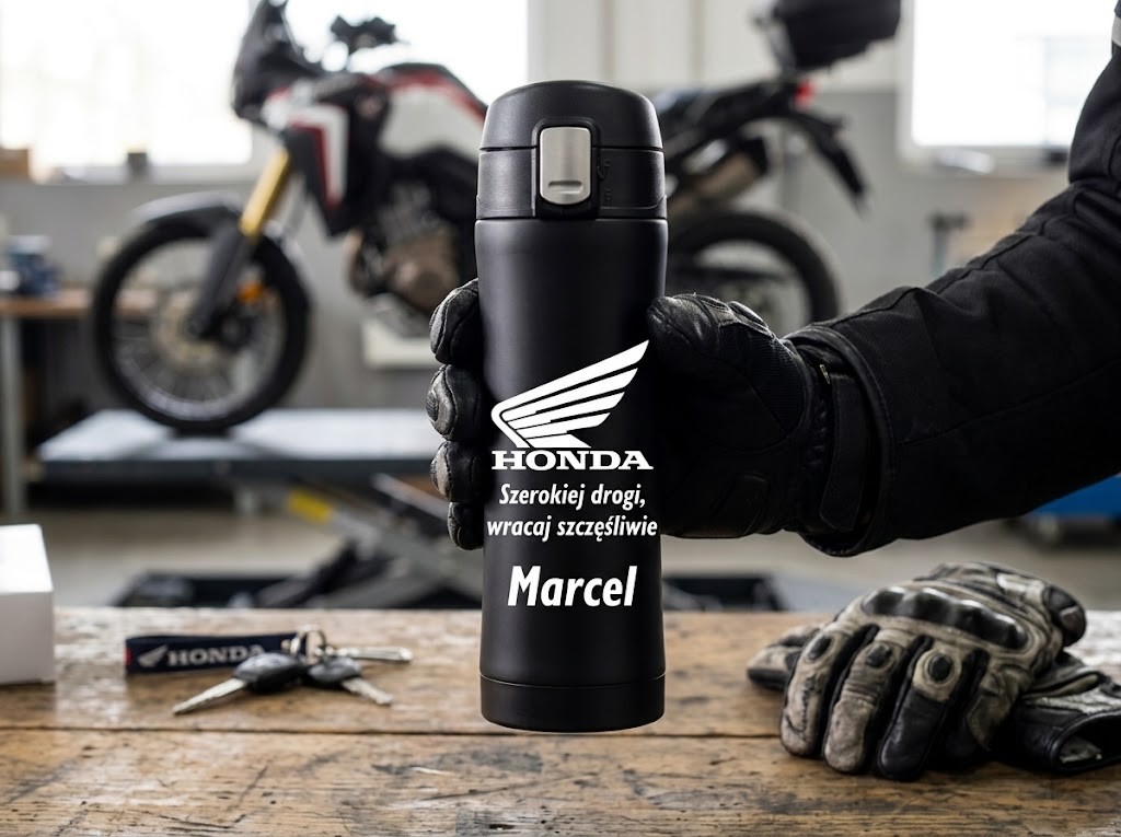 Kubek termiczny z grawerem Honda – prezent dla motocyklisty