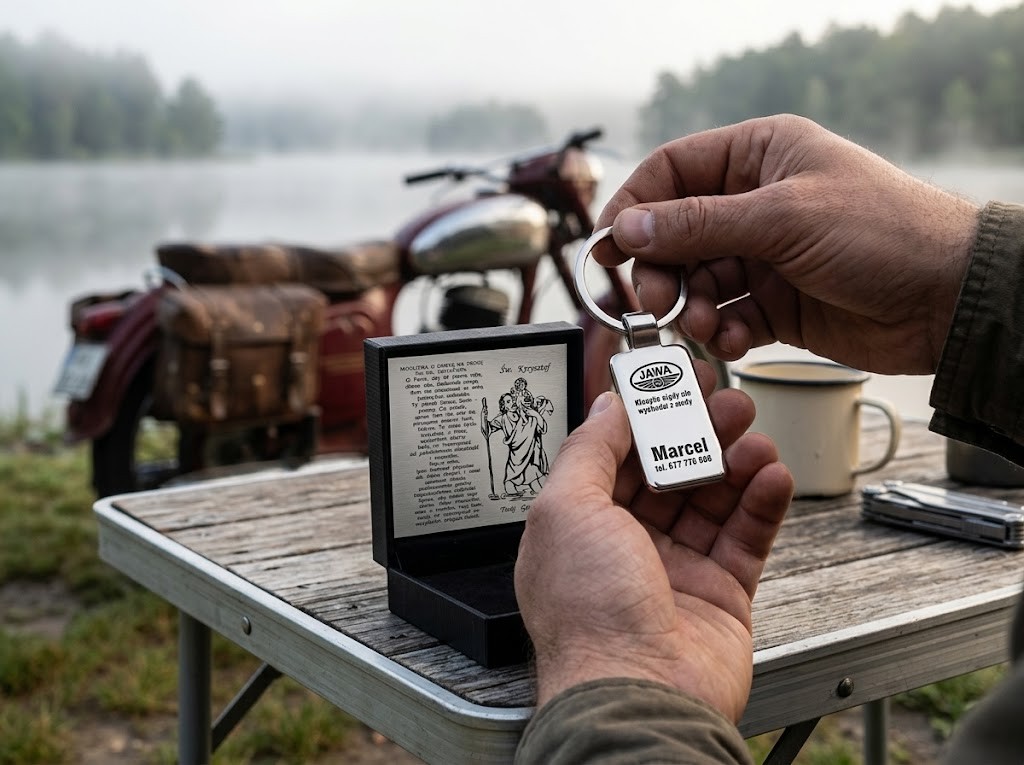 Brelok z grawerem Jawa – prezent dla motocyklisty