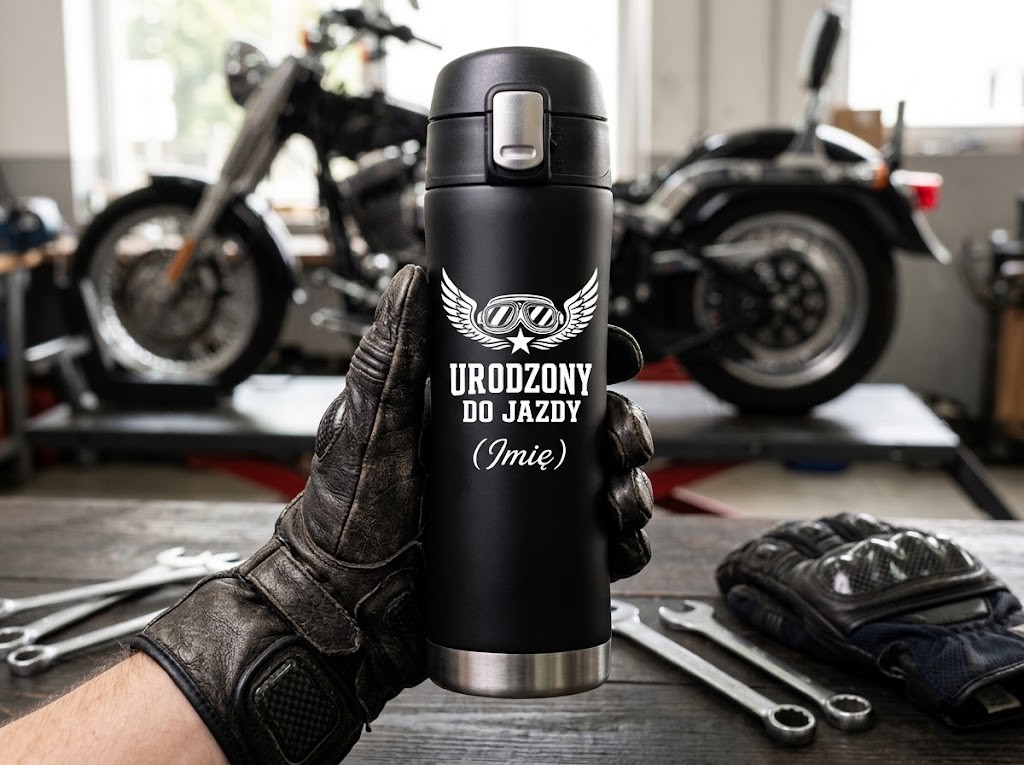 Kubek termiczny z grawerem – prezent dla motocyklisty