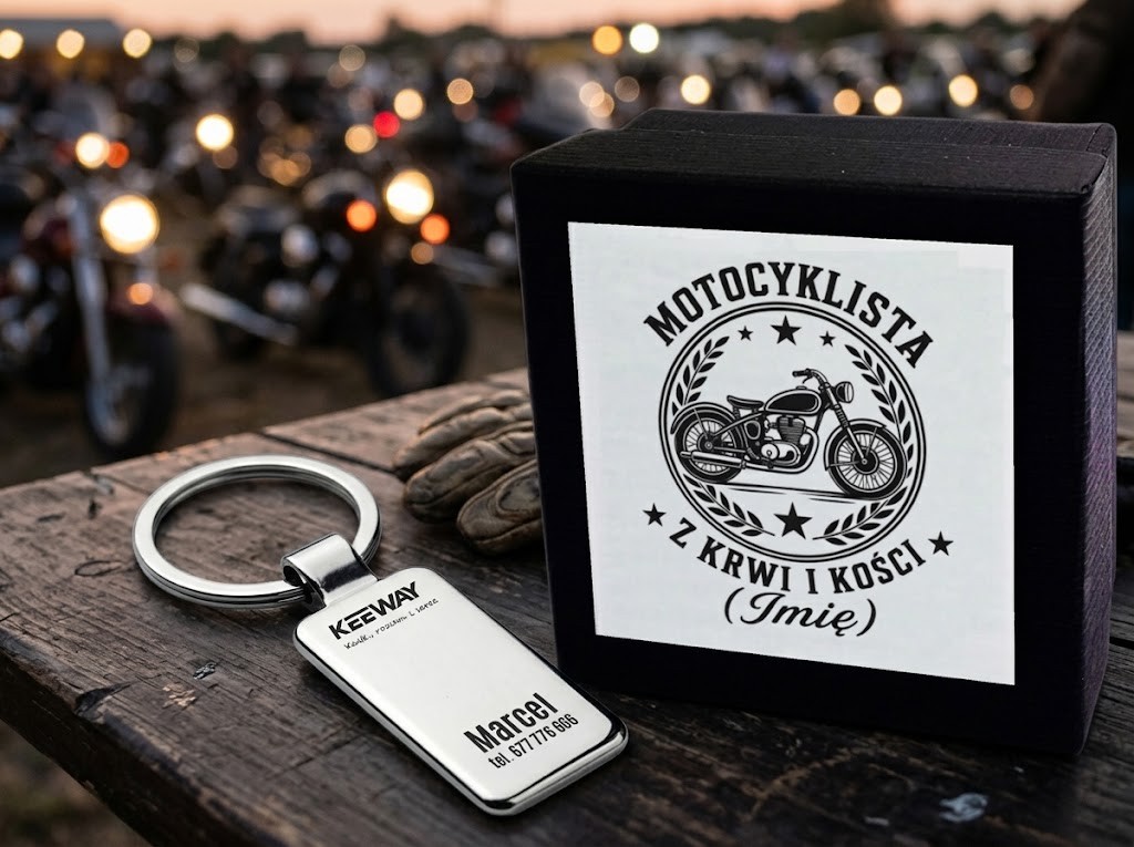 Brelok z grawerem Keeway – prezent dla motocyklisty
