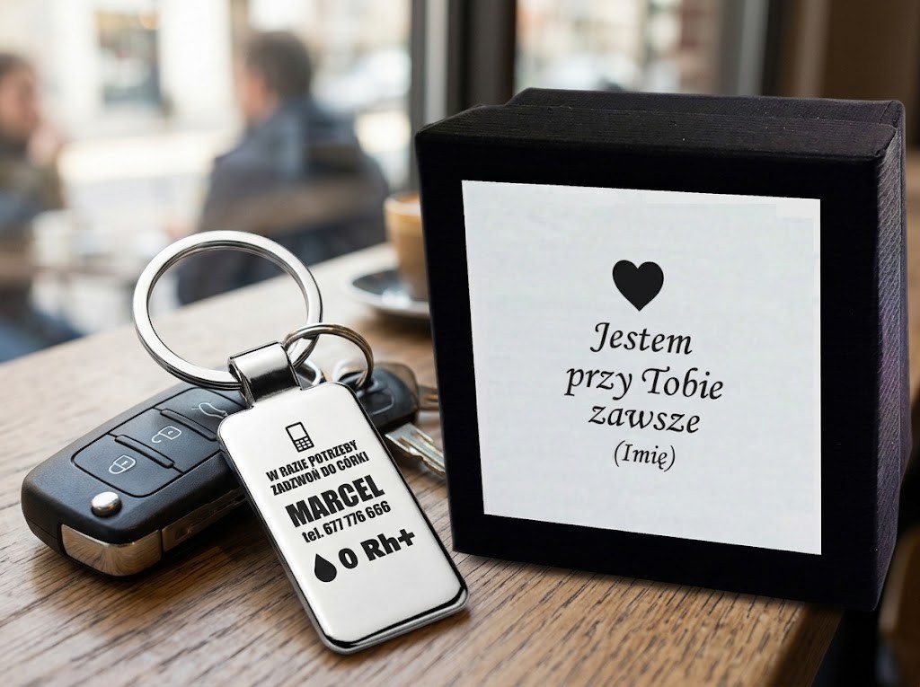 Brelok z Grupą Krwi – W razie potrzeby zadzwoń do Córki – zdjęcie lifestyle