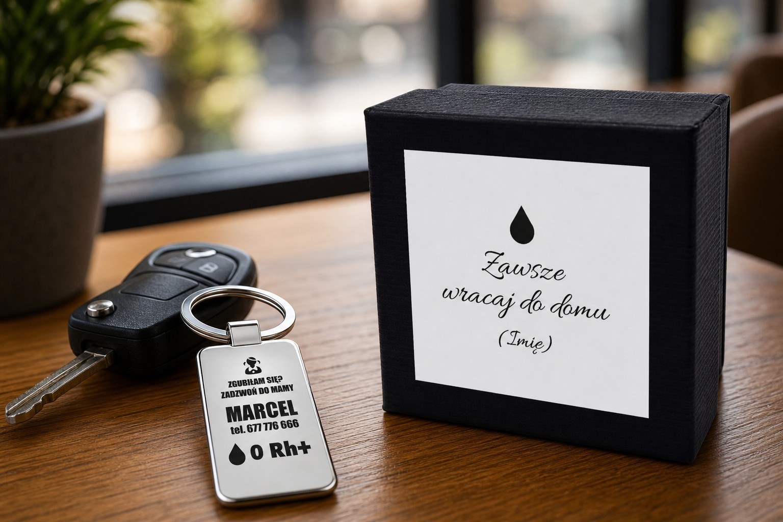 Brelok z Grupą Krwi – Zgubiłam się? Zadzwoń do Mamy – zdjęcie lifestyle
