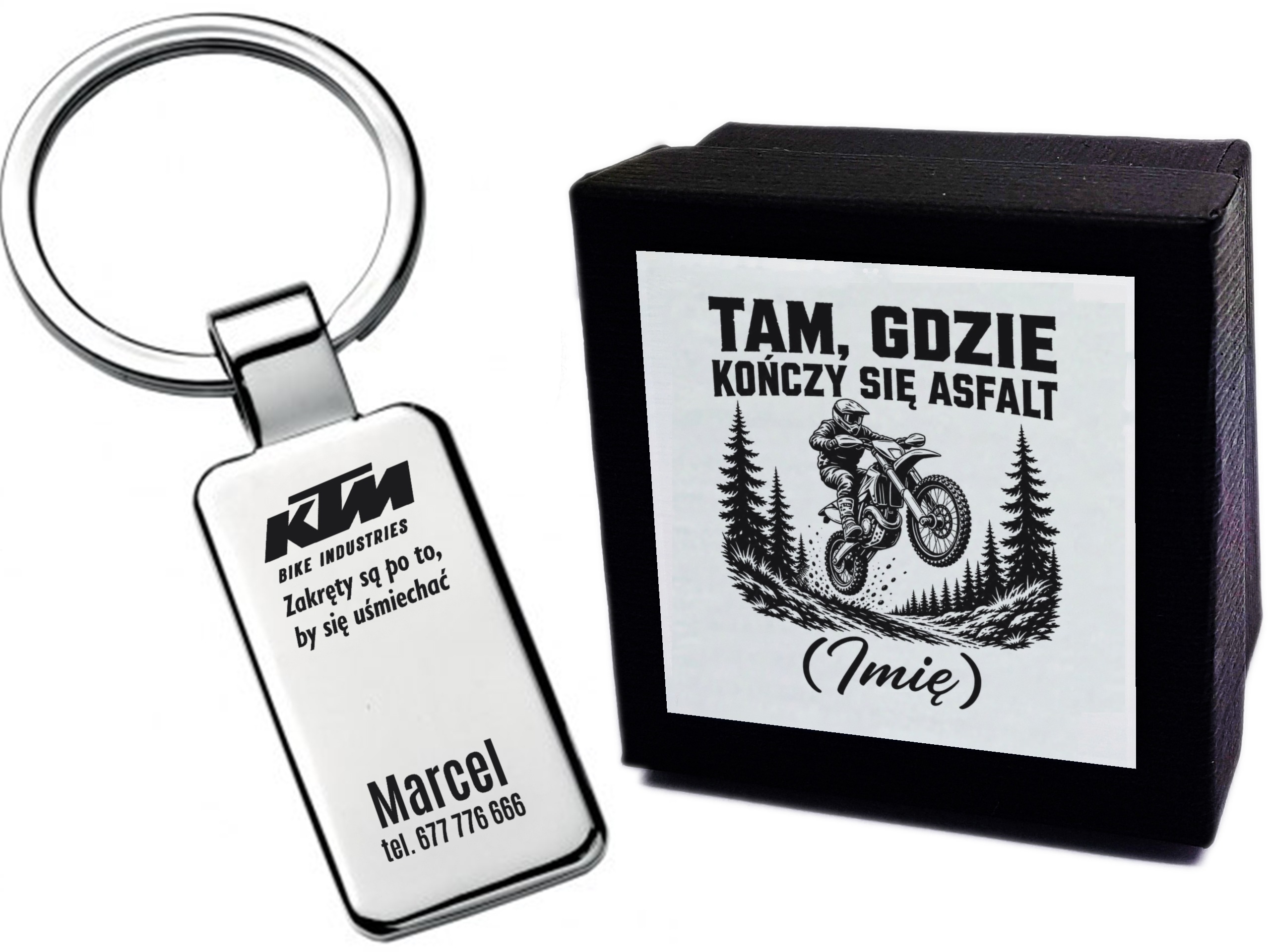 Brelok z grawerem KTM – Zakręty są po to, by się uśmiechać