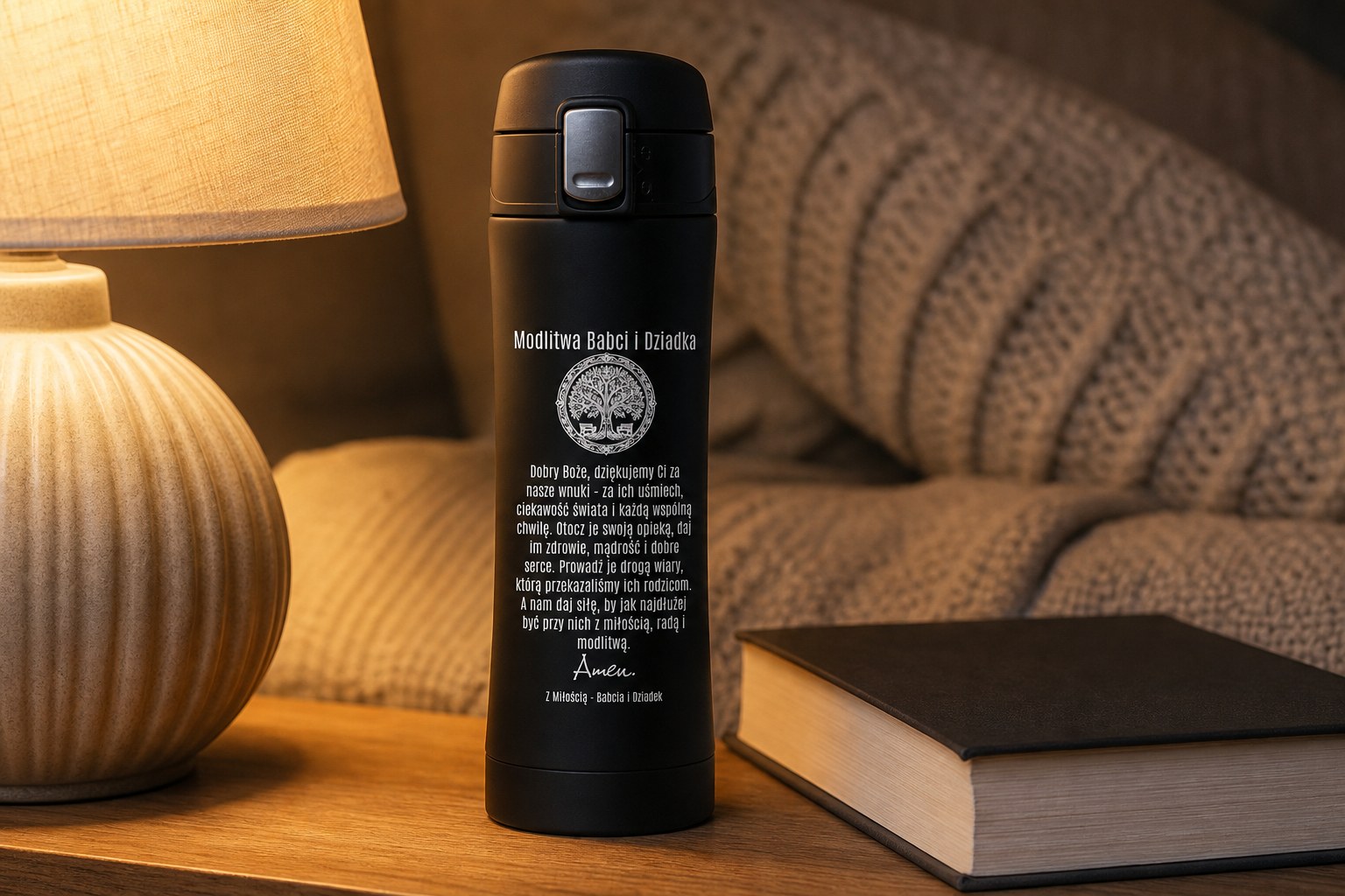 Kubek termiczny 400 ml z modlitwą – Modlitwa Babci i Dziadka – zdjęcie lifestyle