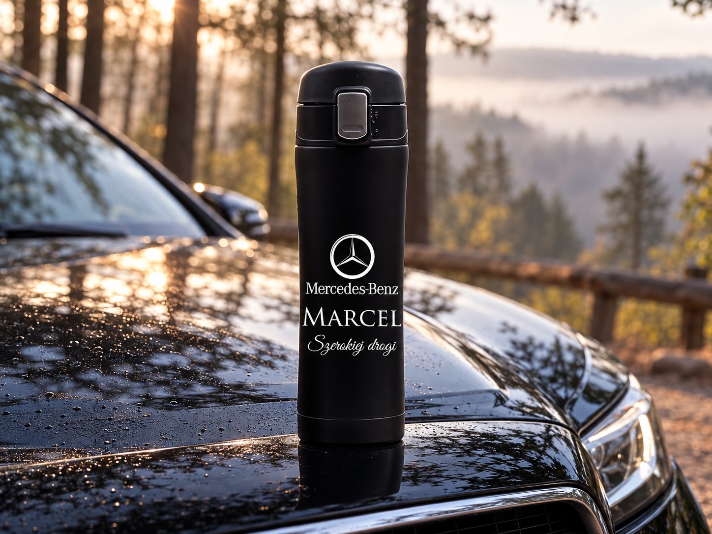 Kubek termiczny z grawerem Mercedes – prezent dla kierowcy