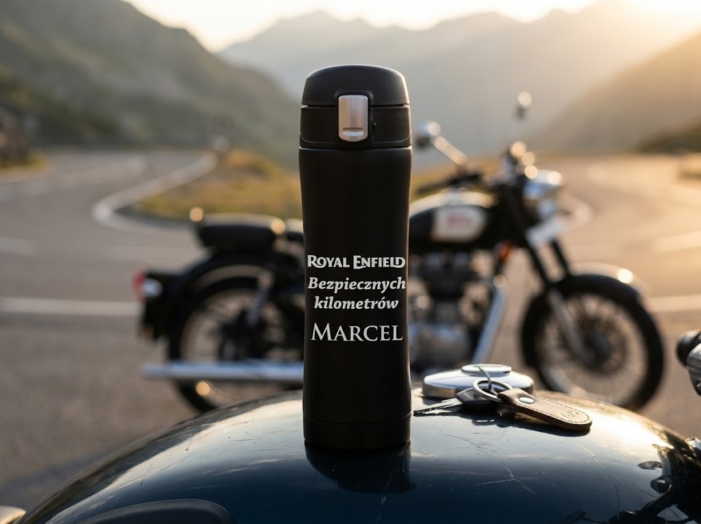 Kubek termiczny z grawerem Royal Enfield – prezent dla motocyklisty