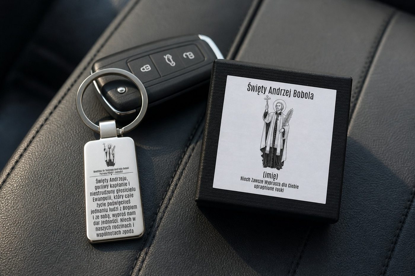 Brelok z modlitwą do świętego patrona – zdjęcie w aranżacji