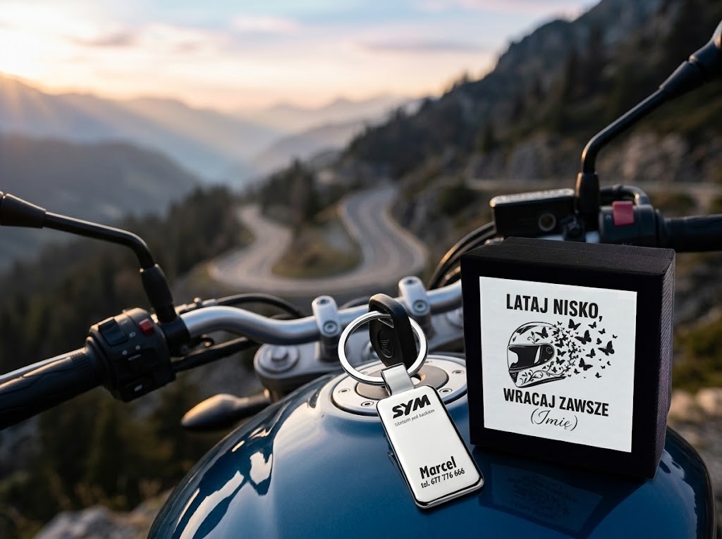 Brelok z grawerem SYM – prezent dla motocyklisty