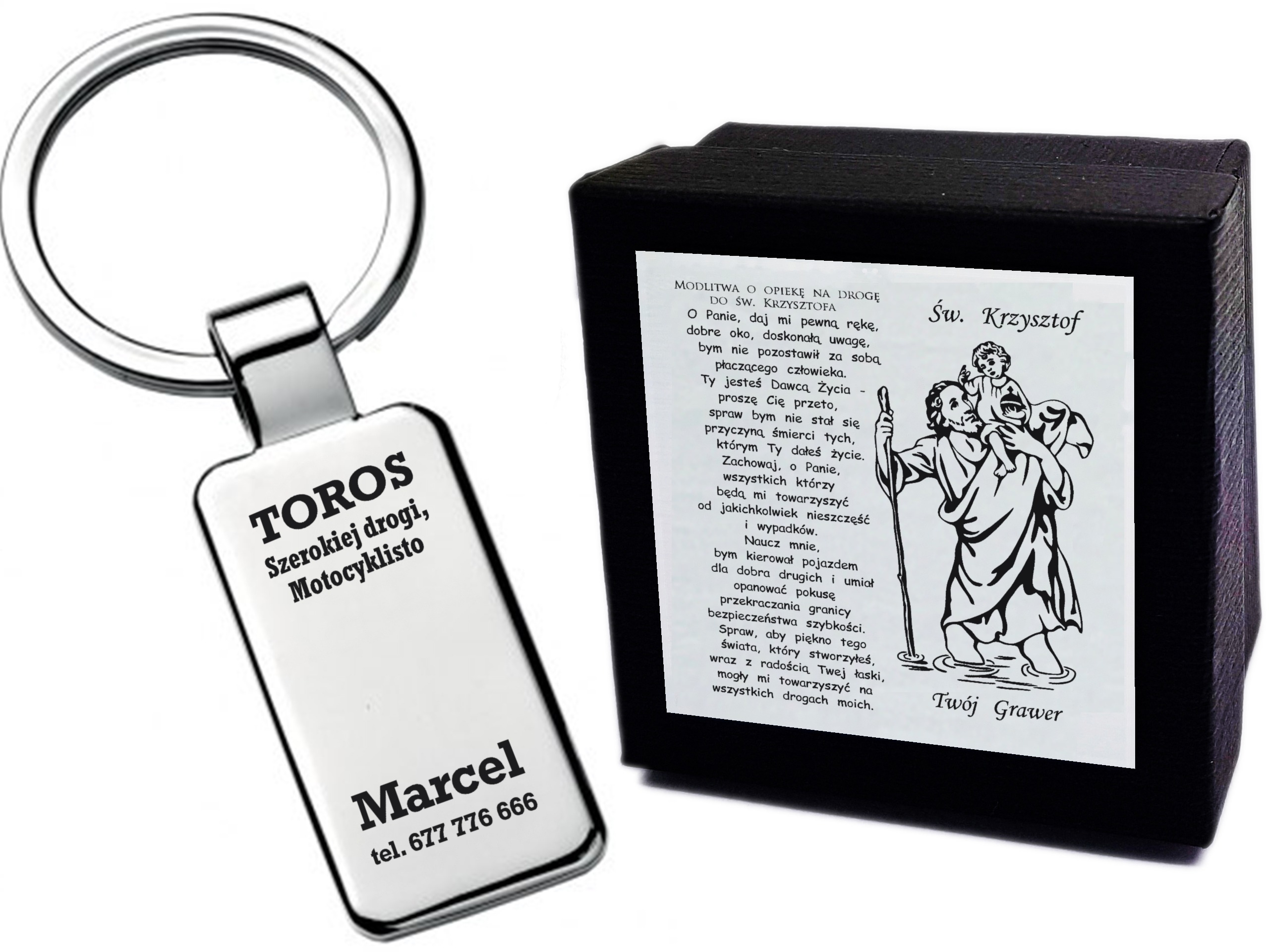 Brelok z grawerem Toros – Szerokiej drogi, Motocyklisto