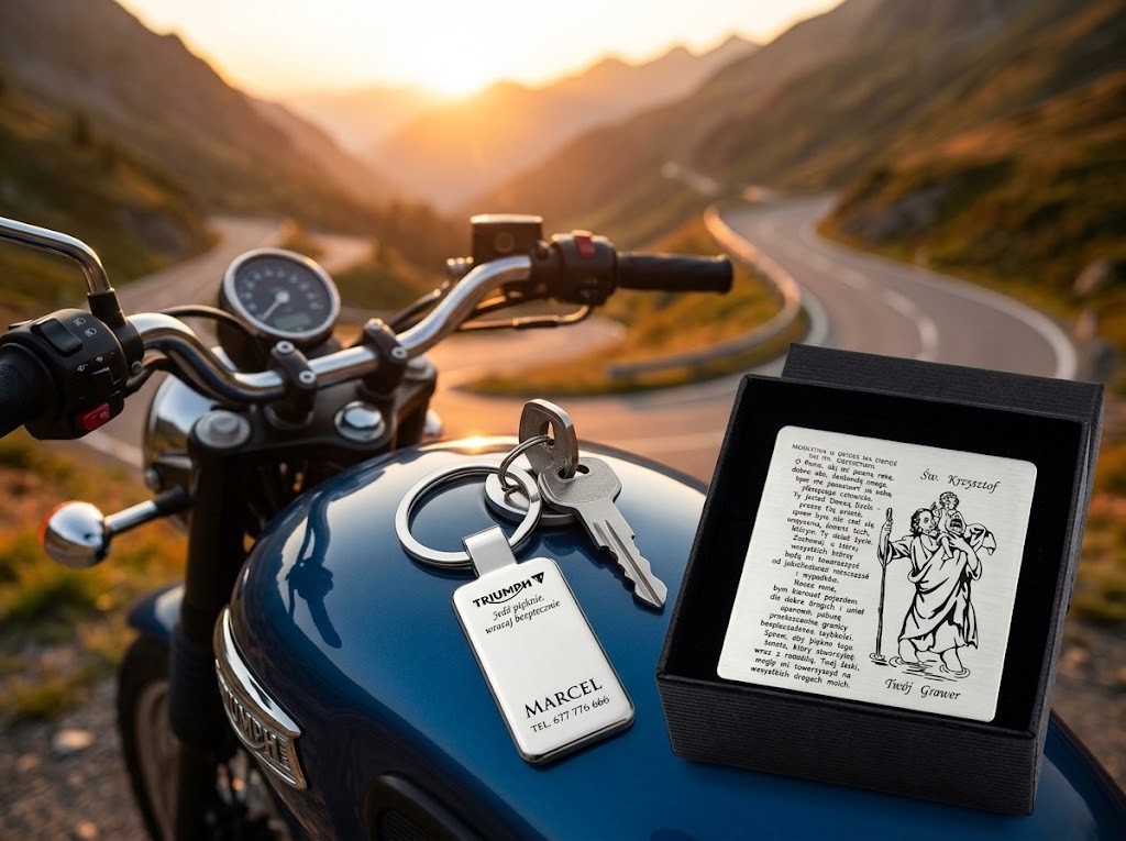 Brelok z grawerem Triumph – prezent dla motocyklisty