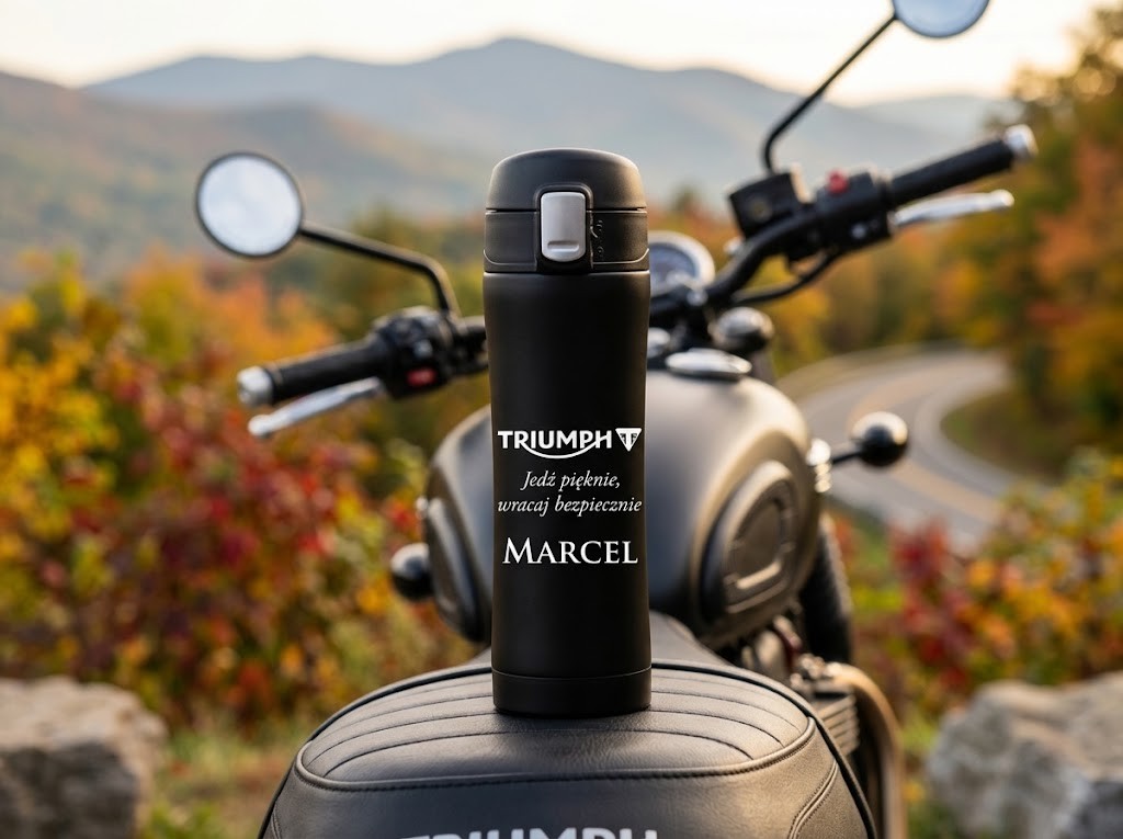 Kubek termiczny z grawerem Triumph – prezent dla motocyklisty