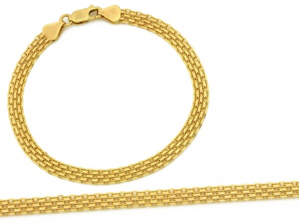 Złota bransoletka szeroki splot bismark 5mm próba 585