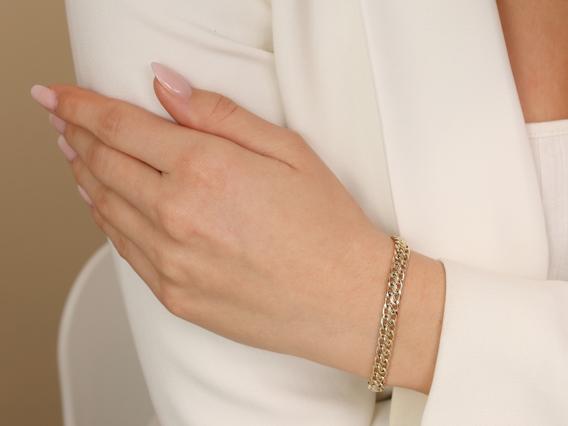 Bransoletka złota łańcuszkowa szeroka 6mm próba 585 – złoto próby 585 | Infinnity