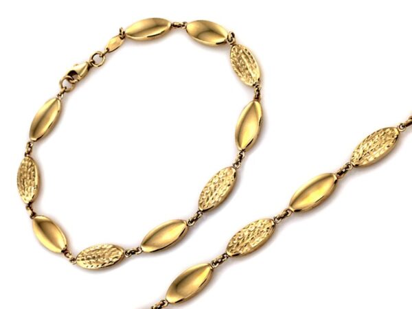 Elegancka złota bransoletka z owalnych elementów próba 375