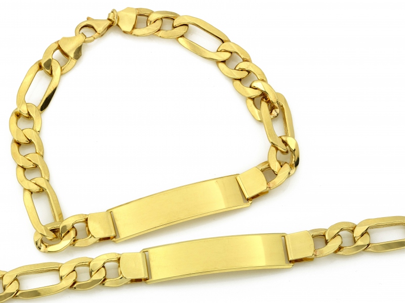 Złota bransoletka figaro męska pod grawer 9mm próba 585 – złoto próby 585 | Infinnity