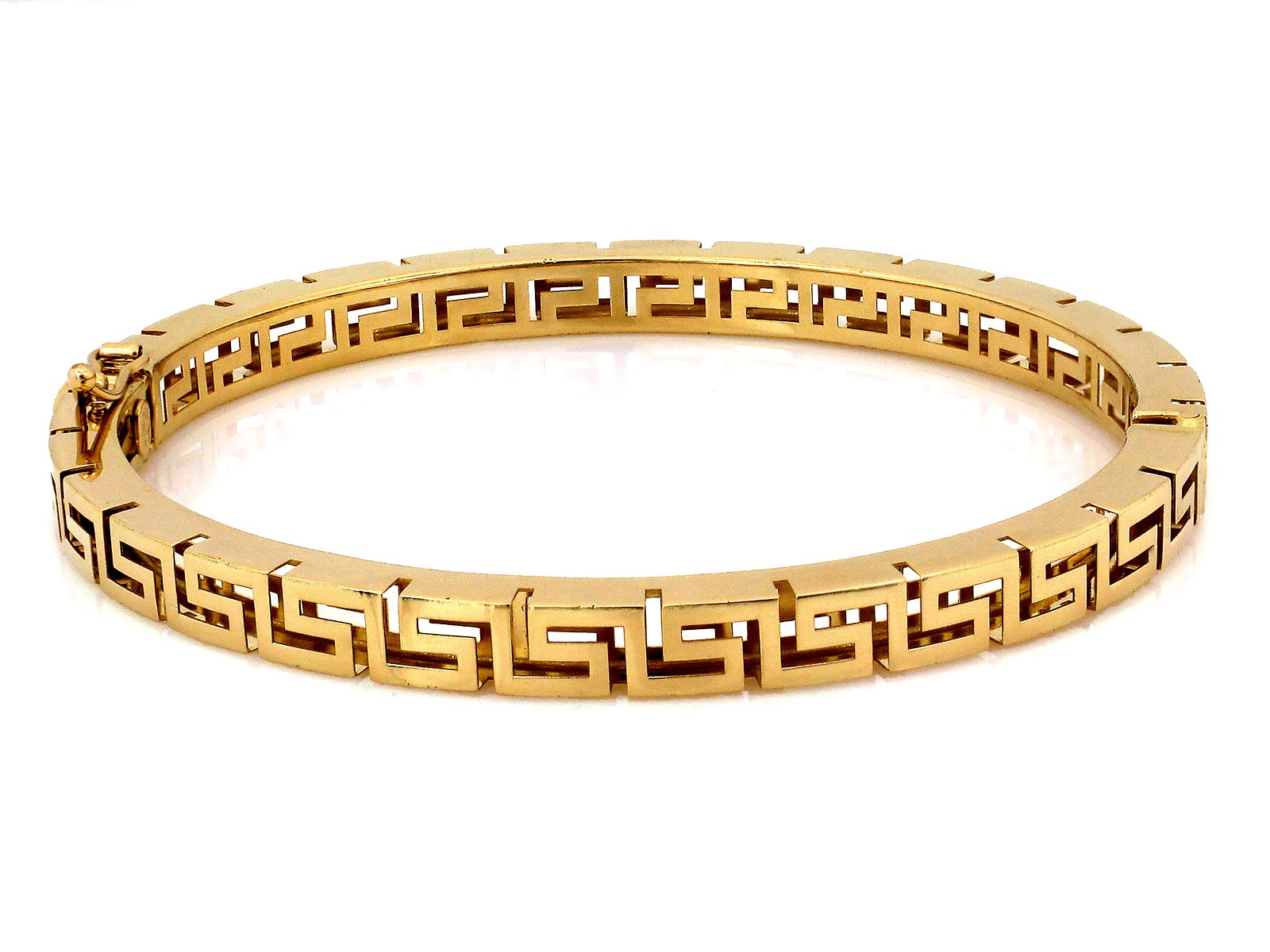 Sztywna złota bransoleta koło bangle z wzorem greckim próba 585 – złoto próby 585 | Infinnity