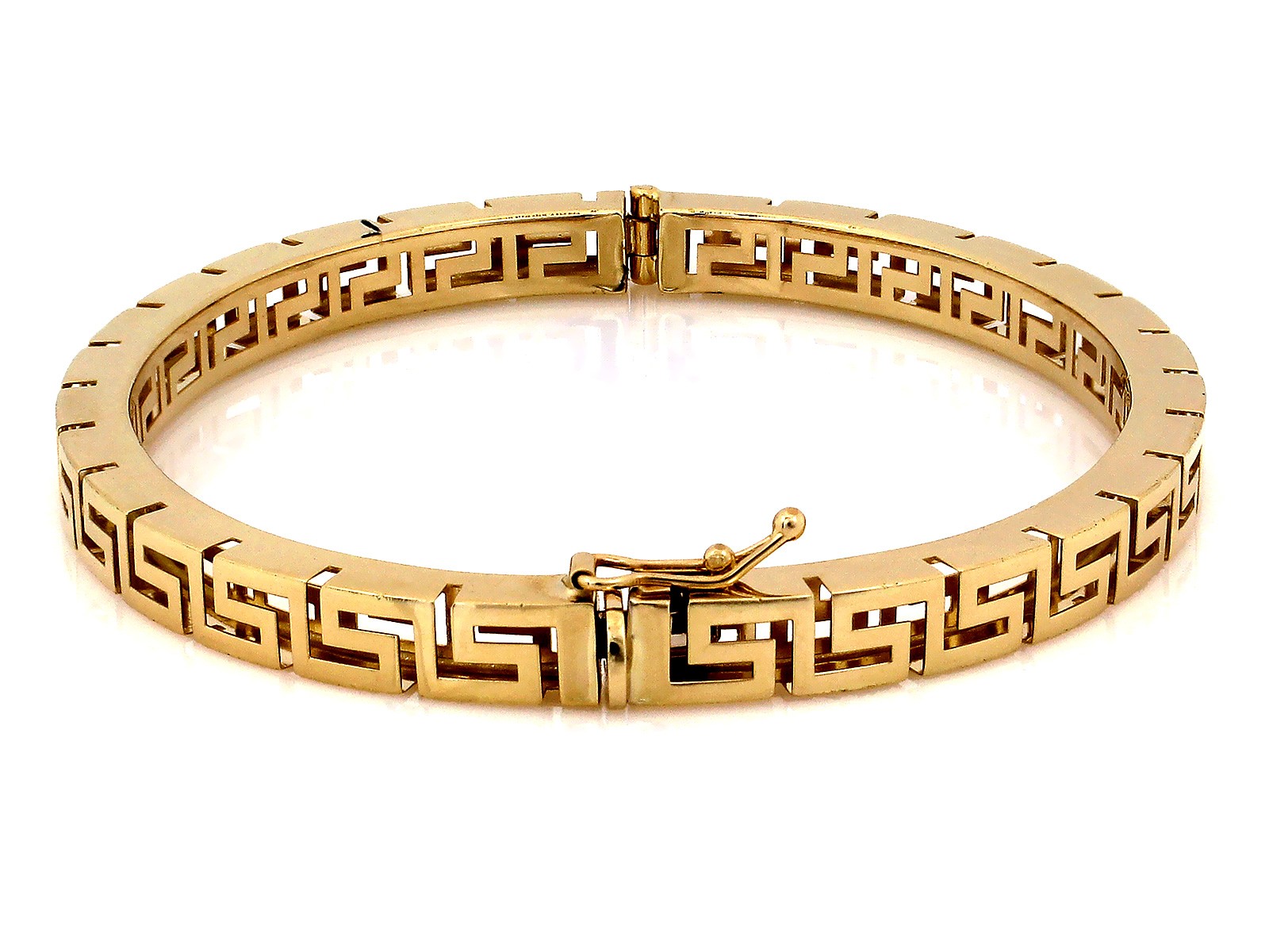 Sztywna złota bransoleta koło bangle z wzorem greckim próba 585 – złoto próby 585 | Infinnity