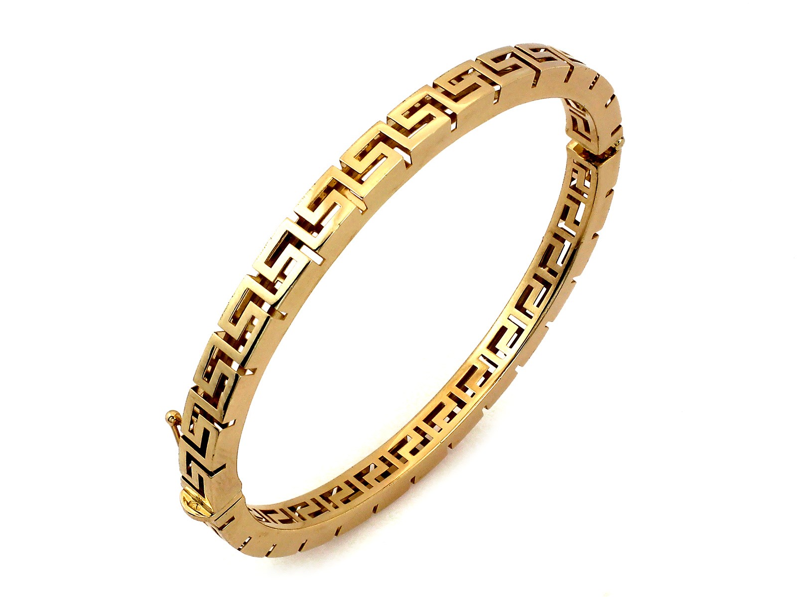 Sztywna złota bransoleta koło bangle z wzorem greckim próba 585 – złoto próby 585 | Infinnity