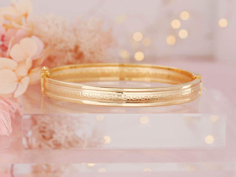 Bransoletka złota koło bangle z wzorem greckim ekskluzywna próba 585 – złoto próby 585, 9,17 g | Infinnity