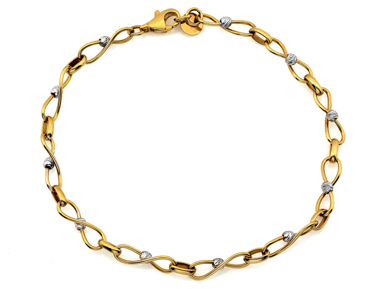 Bransoletka złota przeplatana z kulkami z białego złota próba 375 – złoto próby 375, 3,90 g | Infinnity